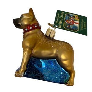 Old World Christmas Staffordshire Terrier Glass Dog Christmas Ornament
